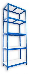 Kovový regál policový Biedrax 35 x 60 x 210 cm, modrý - 5 polic bílé lamino 12mm