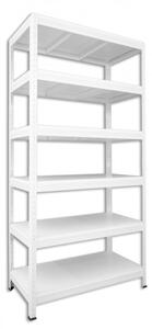 Kovový regál do spíže Biedrax 35 x 75 x 180 cm, bílý - 6 polic bílé lamino 12mm, 275 kg