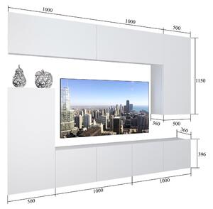 Obývací stěna Belini Premium Full Version bílý lesk / dub sonoma + LED osvětlení Nexum 121