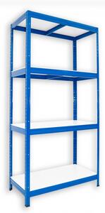 Kovový regál do dílny Biedrax 35 x 60 x 180 cm, modrý - 4 police bílé lamino 12mm