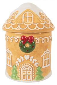 Keramická vánoční dózička ve tvaru perníkového domečku – 12x17 cm
