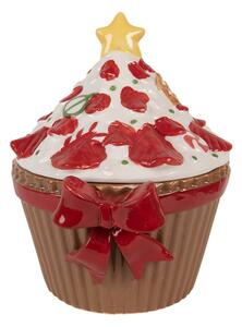 Keramická vánoční dózička muffin s hvězdou – 18x16x20 cm