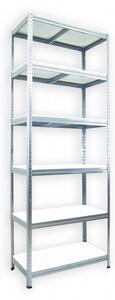 Kovový regál do spíže Biedrax 35 x 60 x 210 cm, pozinkovaný - 6 polic bílé lamino 12mm
