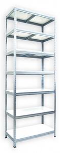 Kovový regál do sklepa Biedrax 35 x 60 x 210 cm, pozinkovaný - 7 polic bílé lamino 12mm