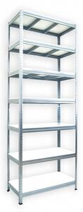 Kovový regál do sklepa Biedrax 35 x 75 x 210 cm, pozinkovaný - 7 polic bílé lamino 12mm, 275kg