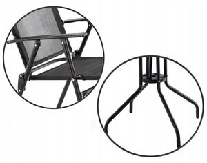 Chomik Zahradní sestava se slunečníkem Piere, kulatý stůl + 4 židle, černá