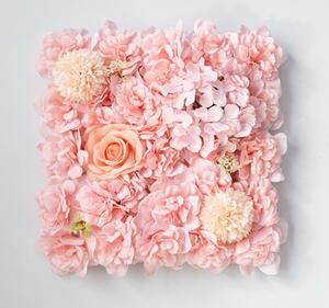 Flamenco Mystique Panel s umělými květinami Background Pink, 35x35x6 cm, hedvábný květ a plast, různé barvy