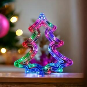 Flamenco Mystique Závěsná Vánoční Dekorace ve tvaru Stromku s Vícebarevnými LED Světly, Rozměry 37x34 cm, Délka Kabelu 70 cm