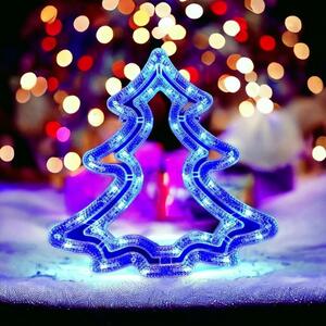 Flamenco Mystique Závěsná Vánoční Dekorace ve tvaru Stromku, Bílé a Modré LED Světla, Rozměry 37x34 cm