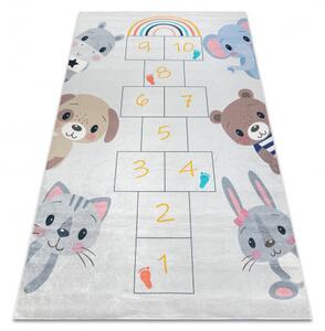 Makro Abra Dětský kusový koberec vhodný k praní BAMBINO 43092 Skákací Panák Zvířátka šedý žlutý Rozměr: 80x150 cm