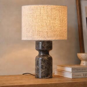 Lucande Stolní lampa Marcella, výška 45 cm, hnědá/krémová, mramor, Krémová / jantar, Obývací pokoj / jídelna, Textil / tkanina / hedvábí, Moderní