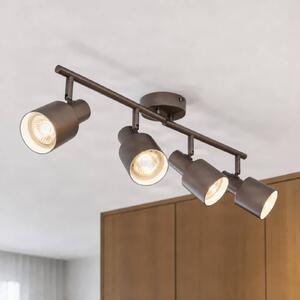Lindby Stropní bodové světlo Ovelia, hnědý, 80 cm, 4 ramena, E27, stmívatelný, Hnědá / rez, Obývací pokoj / jídelna, kov, Moderní