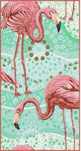 Flamenco Mystique Velký Plážový Ručník s Vzorem Flamingos, 170x90 cm, Polyester