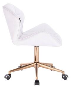 Kosmetická židle MILANO na zlaté podstavě s kolečky - bílá