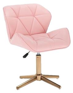 Kosmetická židle MILANO na zlaté čtyřramenné podstavě - růžová