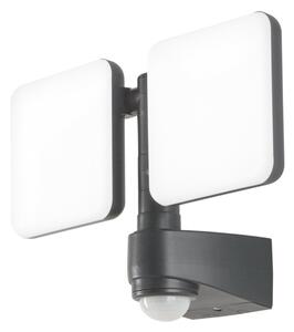 FAN LED-SAT-20 Venkovní reflektor LED SAT antracit plast 2x10 W 2400 lm 4000 K IP54 se senzorem 23x33x13,35 cm - FANEUROPE