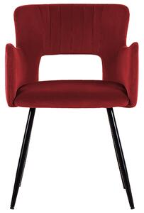 Sada 2 sametových jídelních židlí tmavě červené SANILAC