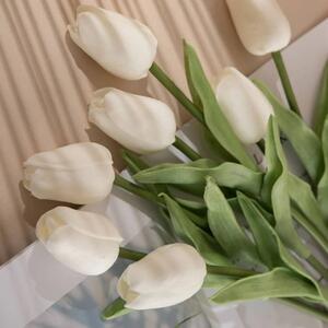 Flamenco Mystique Umělá rostlina Tulipán, bílo-zelená, materiál PU, výška 36 cm