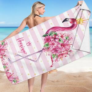 Flamenco Mystique Obdélníková plážová osuška s originálním vzorem, 150x70 cm, polyester, rychleschnoucí