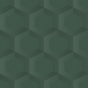 Vliesová tapeta na zeď, zelená, hexagony, 348021, 3D Reflections, Origin