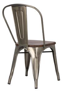 Židle Paris Wood metalická, sedák ořech