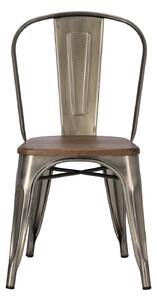 Židle Paris Wood metalická, sedák ořech