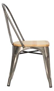 Židle Paris Wood metalická, sedák borovice natural