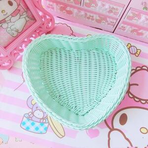 Úložný košík - zelené srdce
