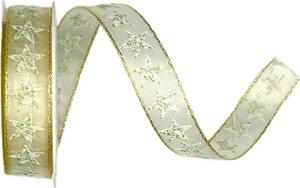 Vánoční stuha Golden Star Whisper průsvitná 15mm x 2m (9,-Kč/m)