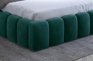 Manželská postel 180 cm Luxa (tmavě zelená) (s roštem, úl. prostorem a LED). 1041571