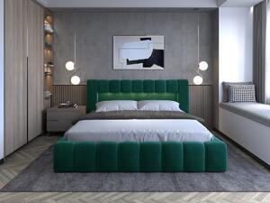 Manželská postel 160 cm Luxa (světlohnědá) (s roštem, úl. prostorem a LED). 1041560