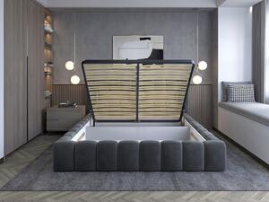 Manželská postel 140 cm Luxa (světle šedá) (s roštem, úl. prostorem a LED). 1041557