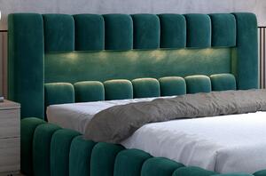 Manželská postel 160 cm Luxa (světle šedá) (s roštem, úl. prostorem a LED). 1041566