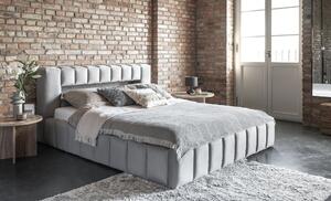 Manželská postel 140 cm Luxa (světle šedá) (s roštem, úl. prostorem a LED). Vlastní profesionální přeprava až k Vám domů 1041557