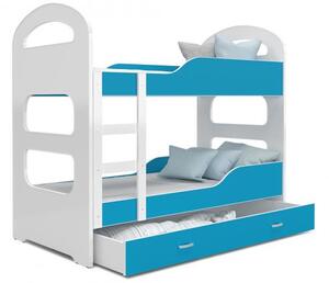 Dětská patrová postel DOMINIK 160x80 BÍLÁ-MODRÁ