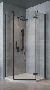 Cersanit Jota, 5-úhelníkový sprchový kout 80x80x195 cm, pravé dveře, 6mm čiré sklo, černý profil, S160-011