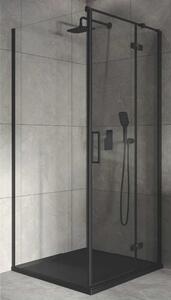 Cersanit Jota, rohový sprchový kout 90 (dveře pravé) x 90 (stěna) x 195, 6mm čiré sklo, černý profil, S160-004