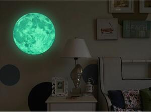 Nástěnná svítící dětská samolepka Ambiance Real Moon, ⌀ 30 cm