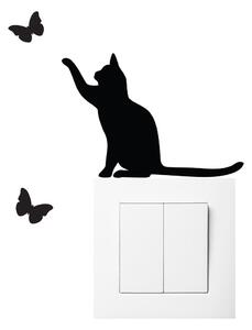 Černá samolepka na vypínač Ambiance Cat