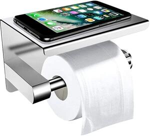 Samolepicí držák toaletního papíru Loft WC, stříbrný, nerezová ocel, 13.5x10x10.5 cm