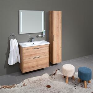 Mereo Vigo, koupelnová skříňka s keramickým umyvadlem 81 cm, bílá, dub Vigo, koupelnová skříňka s keramickým umyvadlem 81 cm, bílá Varianta: Vigo, ko…