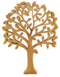AMADEA Dřevěný strom s ptáčky, masivní dřevo, výška 24 cm