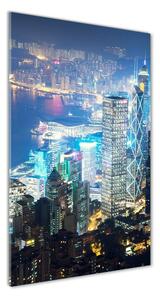 Vertikální Foto obraz fotografie na skle Noční Hongkong osv-97604985