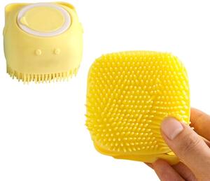 Silikonové tělové mýdlo s dávkovačem, žluté, 7.5x8 cm