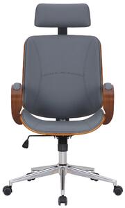 Kancelářská židle Lindsell - ohýbané dřevo a umělá kůže | ořech a šedá