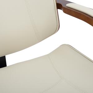 Kancelářská židle Lindsell - ohýbané dřevo a umělá kůže | ořech a krémová