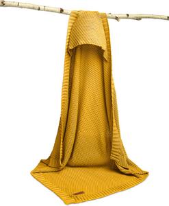 Sensillo Zavinovací bambusová deka s kapucí hořčicová Rozměry: 85 x 90 cm