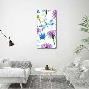 Vertikální Foto obraz na plátně Květiny a vážky ocv-98370338