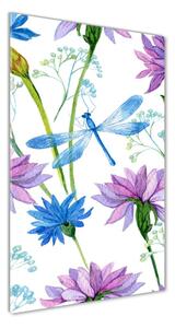 Vertikální Foto obraz fotografie na skle Květiny a vážky osv-98370338