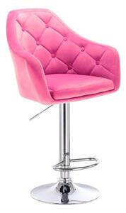 Barová židle ANDORA VELUR na stříbrném talíři - růžová